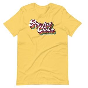 Sarah Epperson Pro-tect Choice Graphic Short Sleeve T-Shirt in Yellow/Rainbow